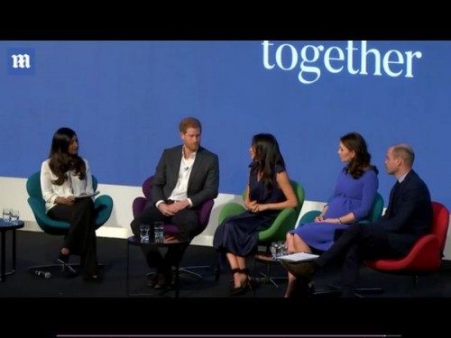 Меган Маркл и Кейт Миддлтон с принцами Гарри и Уильямом приняли участие в форуме Royal Foundation